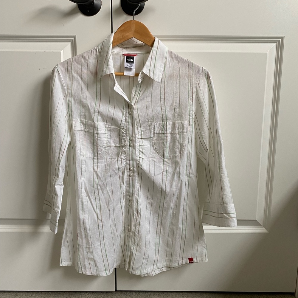 North face ladies cotton button up top